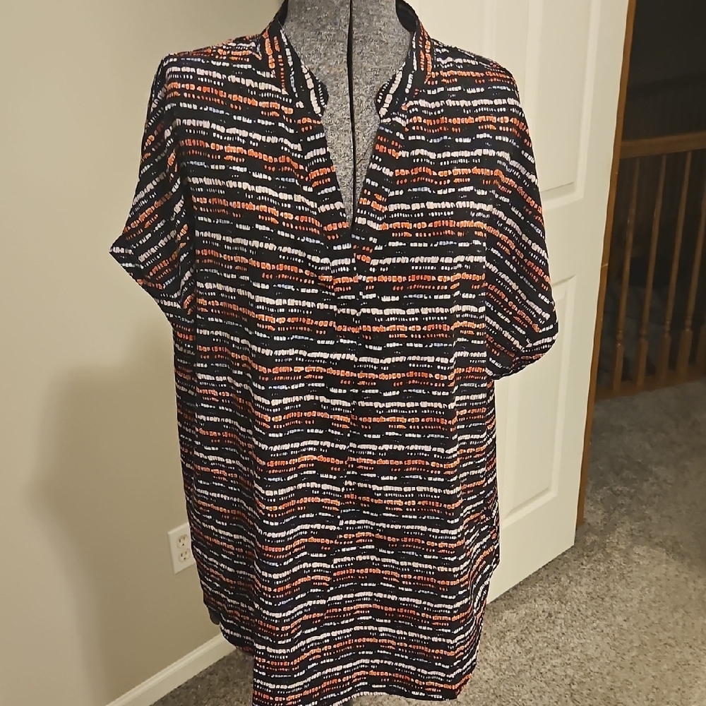Red and white striped blouse
